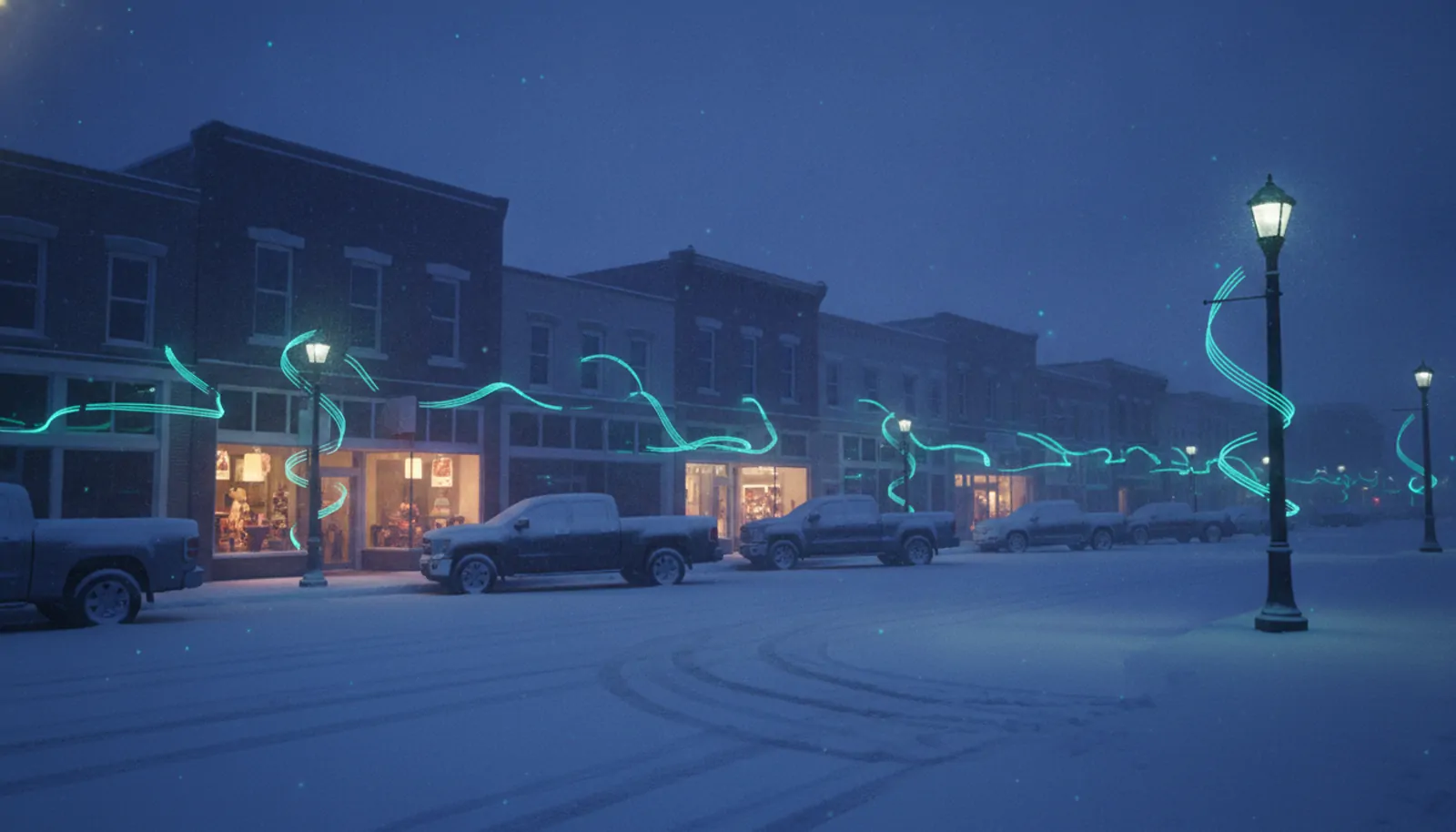 a Midwestern brick main street at blue hour — HyppoAI serves businesses in Appleton, WI