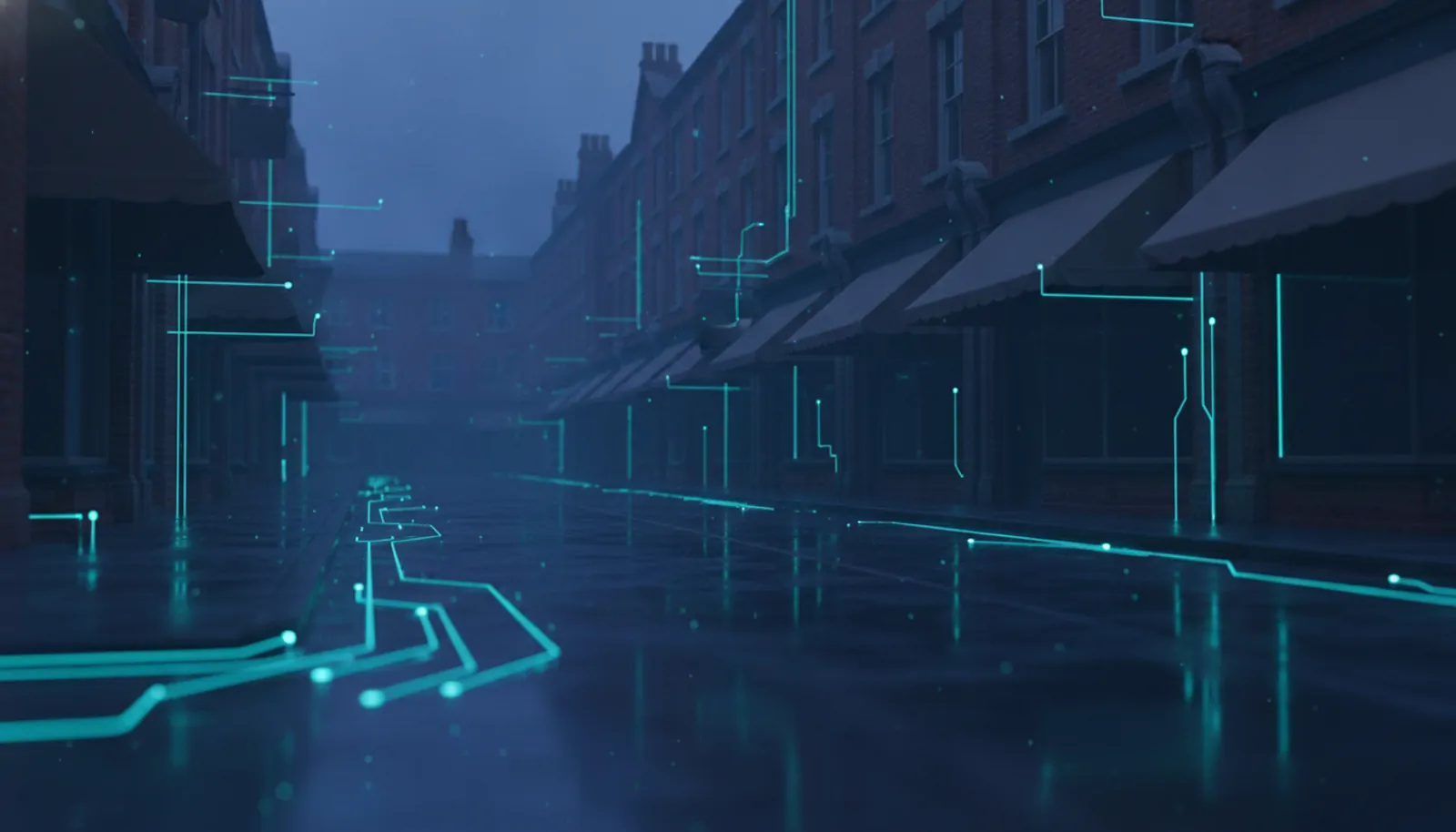 a New England downtown street at blue hour — HyppoAI serves businesses in Bath, NY
