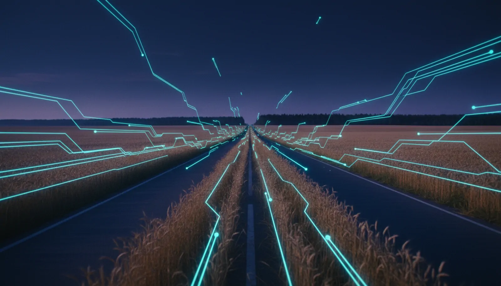 a wide prairie horizon over a plains farm town — HyppoAI serves businesses in Wayne, NE